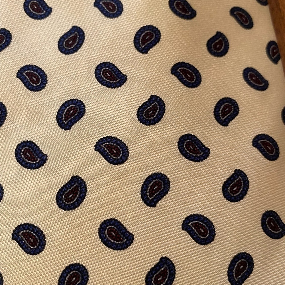 Bert Pulitzer Collectors Edition Mens Paisley Silk Tie Cream Green Burgu…